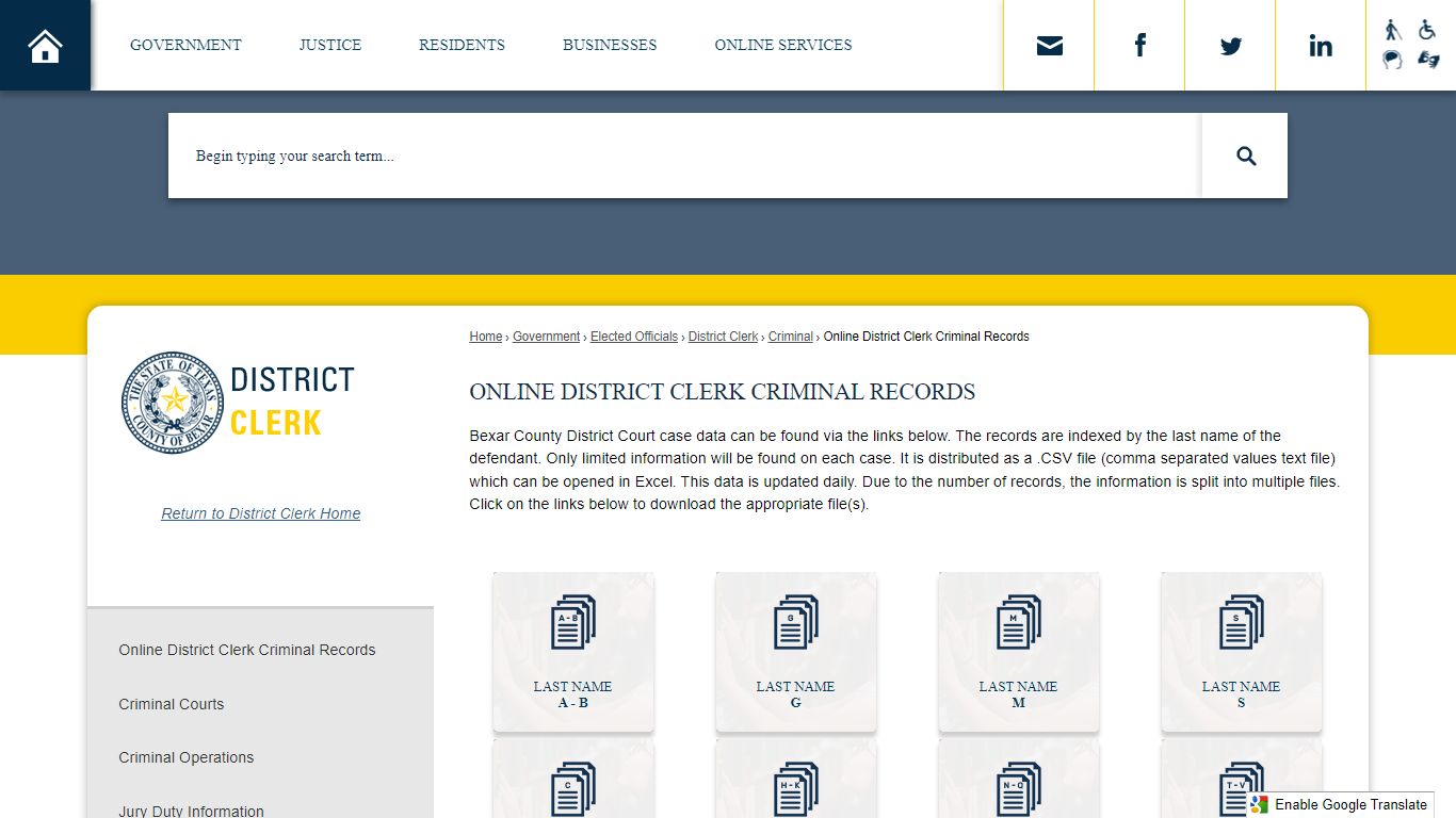 Online District Clerk Criminal Records - Bexar County, TX